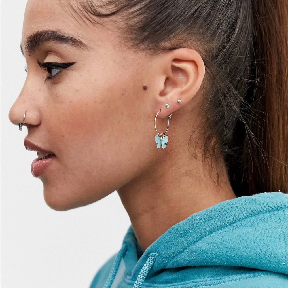 ASOS Butterfly gold hoop earrings 🦋